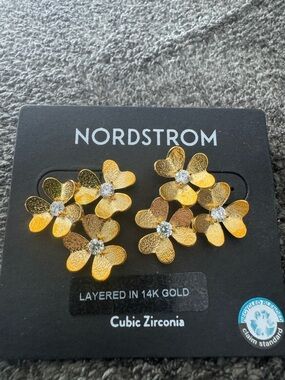 Nordstrom Gold and Clear Crystal Accent Earrings